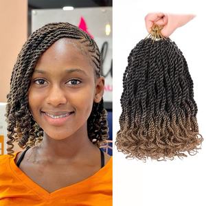 Cabello Africano de Alta Temperatura para Crochet, 12 Pulgadas, <span class=keywords><strong>Dos</strong></span> <span class=keywords><strong>Colas</strong></span> Trenzadas, Flor, Máquina, Doble Trama - Product Image 6