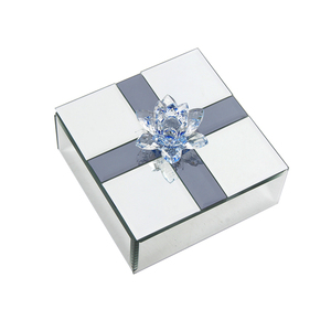 Boîte à bijoux en verre carrée en forme de fleur, faite à la main, luxueuse, pour ranger les souvenirs, avec logo personnalisé, cadeau pour femmes et filles - Product Image 1