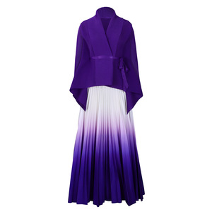 Derniers modèles de tenues africaines d'automne pour femmes Haut irrégulier à lacets et jupe plissée dégradée Ensemble <span class=keywords><strong>deux</strong></span> pièces vêtements pour femmes - Product Image 5