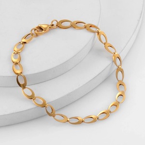 Bracelet tendance en acier inoxydable plaqué or 18 carats, chaîne et maillons, cadeau de haute qualité pour unisexe - Product Image 1