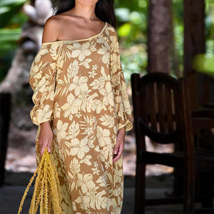 Fabricante Designs Impressão Havaiana de manga comprida Plus-size Vestidos De Luxo Personalizado Rayon Maxi Vestidos - Product Image 3