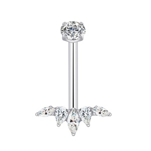 เจาะเรื่องทอง ASTM F136ไทเทเนียมเจาะท้องเครื่องประดับสะดือระฆังแหวน Marquise หิน - Product Image 5