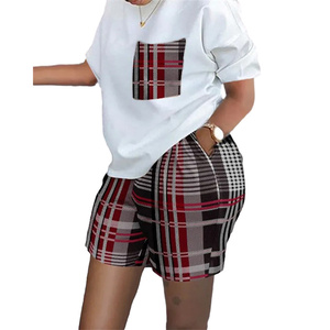 Jogger gym motard vêtements t-shirt shorts de sport grande taille femmes ensemble deux pièces ensembles pour femmes - Product Image 1
