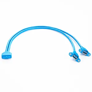 USB 3.0 IDC Cable USB 3.0 IDC 20PにFemale 2 USB 3.0 A女性Motherboard Adapter Extension Cable