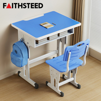 Ensemble bureau et chaise réglables en hauteur pour étudiants, bureau d'étude ergonomique individuel avec rangement sous le bureau pour enfants