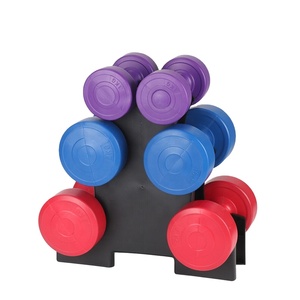 Đầy Màu sắc PE tráng xi măng phòng tập thể dục quả tạ đặt cho phụ nữ với dumbell giá 12kg phòng tập thể dục Trọng lượng quả tạ đặt - Product Image 1