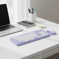 Keyboard nirkabel Mini ergonomis, Set Kombo Set Mode ganda 2.4G BT desain populer untuk Desktop Laptop kantor