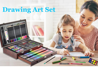 XinyiArt Vente en gros 140 pièces de matériel artistique en bois pour enfants, ensembles de peinture, boîte de luxe, art comme cadeau pour les enfants, ensemble de peinture artistique