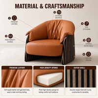 Fauteuil individuel haut de gamme style rétro moderne en cuir véritable fait main pour la maison, le bureau et les hôtels