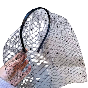 British Country Boutique Autumn <span class=keywords><strong>Civil</strong></span> Court Wedding Ceremony Head Band Birdcage White Black Face Veil <span class=keywords><strong>para</strong></span> Christ Church Bride - Product Image 1