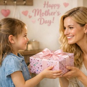 Holographic Star Pink Wrapping <b>Paper</b> 17 In X 32.8 Ft Reversible Gift <b>Wrap</b> For Birthday Valentine Mothers Day - Product Image 4
