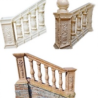 Moulage de garde-corps d'escalier incliné de style européen pour villa, balustrade extérieure avec design de colonne romaine