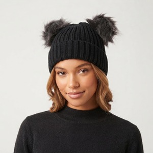 Bonnet tricoté doublé de <span class=keywords><strong>fourrure</strong></span> avec revers, personnalisé, chaud pour l'hiver, doublure polaire, doux, confortable et extensible, vente en gros - Product Image 6