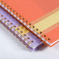 Couverture de cahier en plastique PP personnalisée, couverture souple orange et violet, cahiers à spirales A5 pour l'école, en vrac pour les étudiants