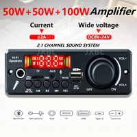 Module audio de voiture 200W 2.1 canaux pour carte amplificateur 50W+50W+100W 8-24V avec TWS, basses/aigus, micro, écho et sortie 5V-2A, télécommande