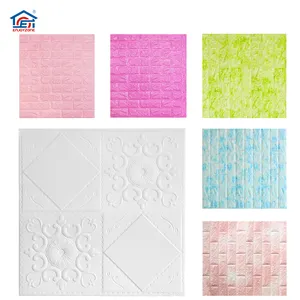 Self Adhesive 3d Xpe PE Foam Embossed White Flowers Designs Wallpaper For Home Decoration