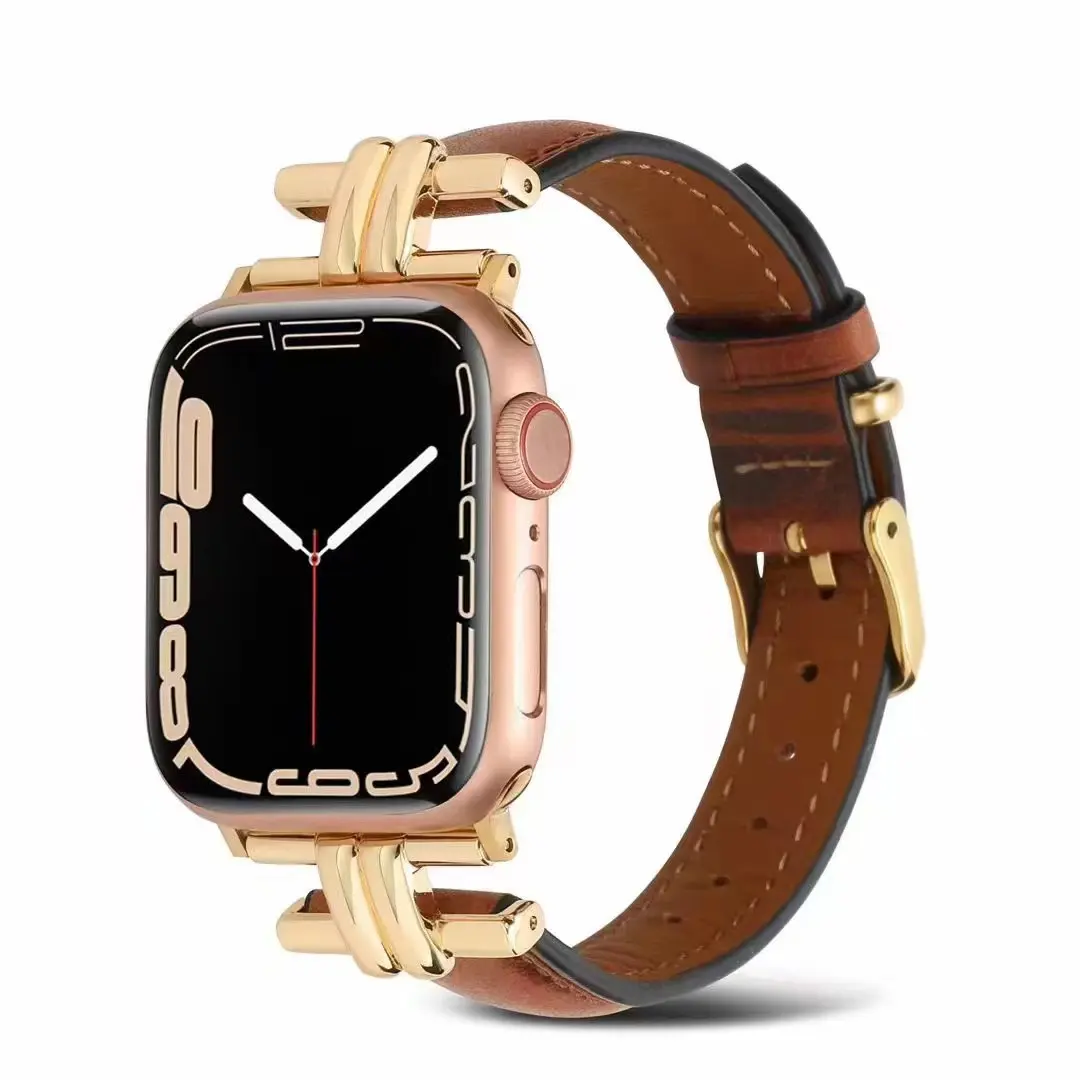 Luxury Design For Apple Watch Bands Genuine Leather Women Strap For iWatch Series 8 7 6 5 4 3 2 1 Band
