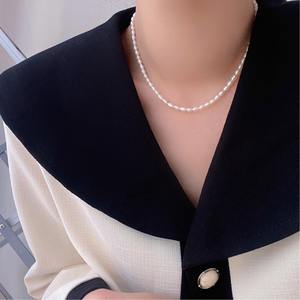 Collier en perles d'eau douce de style rétro français, élégant, décontracté, pour les vacances, luxueux, léger, collier clavicule - Product Image 2