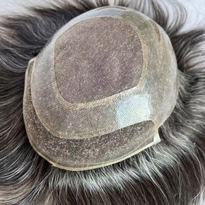 Prothèse capillaire Lace Front Mono Poly Skin pour hommes, en cheveux humains indiens, pour cheveux clairsemés - Product Image 4