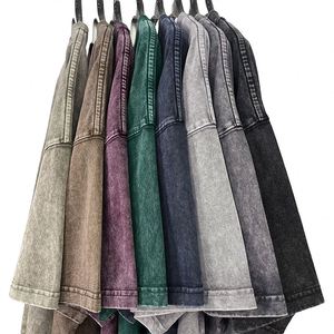 Camiseta de Hombre de Alta Calidad, 100% Algodón, Gruesa, Talla Grande, 275 Gramos, Lavada con Ácido, Estilo Vintage, Personalizada, Venta al Por Mayor - Product Image 3