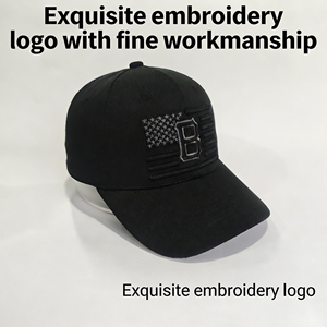 Casquettes de baseball en coton noires de qualité supérieure à 6 panneaux, personnalisables avec votre logo brodé, vente en gros - Product Image 3