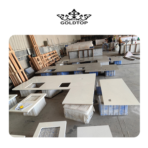GOLDTOP fábrica al por mayor OEM/ODM Calacatta oro 5046 <span class=keywords><strong>Nuvo</strong></span> 20mm superficie encimeras de cuarzo blanco para cocina Hotel diseño moderno - Product Image 4