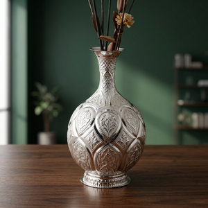 Vase de mariage moderne en laiton plaqué argent, fait main - Product Image 3