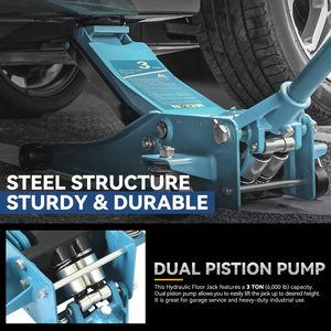Cric hydraulique à profil bas de <span class=keywords><strong>3</strong></span> tonnes, en acier robuste, à levage rapide, <span class=keywords><strong>pour</strong></span> voitures de course, <span class=keywords><strong>chariot</strong></span> de levage de véhicules - Product Image 3