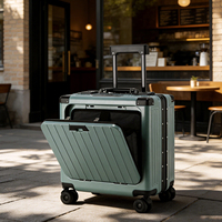 Ensemble de 2 valises cabine personnalisées à roulettes pivotantes, ouverture frontale, compartiment pour ordinateur portable, cadre en aluminium, antivol, TSA, polyester