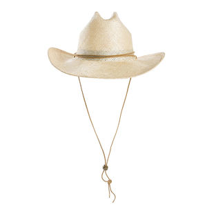 100% chapeau de <span class=keywords><strong>Cowboy</strong></span> à large bord en sisal naturel avec <span class=keywords><strong>ficelle</strong></span> de <span class=keywords><strong>cravate</strong></span> chapeau de paille naturel tissé à la main pour l'été chapeau de paille de plage en plein air - Product Image 5
