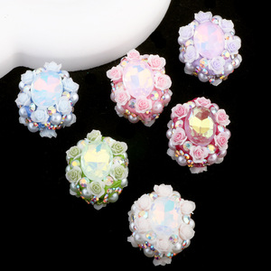 Contas de Cerâmica Macia com Flores Artificiais e Detalhes da Região Ocidental, Furo Reto, para DIY, Correntes de Celular, Chaveiros e Acessórios para Bolsas - Product Image 2