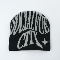 Bonnets sans manchette chapeau d'hiver Jacquard tricoté chapeaux bonnet doublé de soie avec doublure en Satin 100% acrylique hiver tricoté bonnet chapeaux