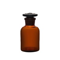 Flacon de réactif en verre borosilicaté de qualité laboratoire, à bouche large et étroite, transparent et ambré, pour laboratoire de chimie, avec joint en verre.