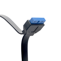 Beliebige Länge Motherboard IDC 20-Pin Dual Micro USB Stecker-Buchse Flachbandkabel Geflochtene Abschirmung 3A Schnellladung CE-Zertifiziert Schwarz