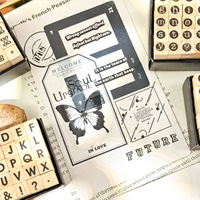 Ensemble de tampons en caoutchouc alphabet en bois, chiffres et symboles, style vintage, pour journal DIY, scrapbooking, artisanat et création de cartes