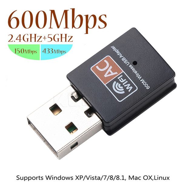 AC600Mbps USB WiFi Adapter Dual Band 2.4G/5G RTL8811CU Wireless Network Card Receiver Transmitter for PC Desktop Laptop
