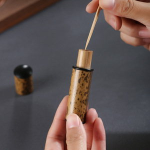 Portable Toothpick Holder Mini Tea Caddy Incense Case With Dragon Design Bamboo Material Classic Style Personal Gift - Product Image 2