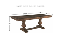 Table de salle à manger rectangulaire extensible en bois massif,