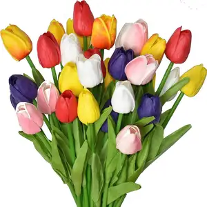 Flores Artificiais Falso Tulipas PU Toque Real Flores Falsas Home Office Decoração De Casamento Arranjo Bouquet Flor Falsa Decoração