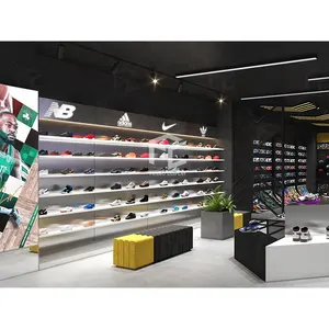 Modern Athletic Apparel Store Sport Shop Decoration Ideas Shoe Store Wall Display Shelf Custom Sneaker Display For Retail Shop
