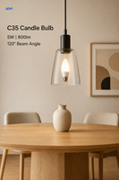 Lampadina Smart a Forma di Candela C35 5W 800lm E26, App Surplife WiFi 2.4G per Controllo Vocale, 200-240V, Luce LED Decorativa
