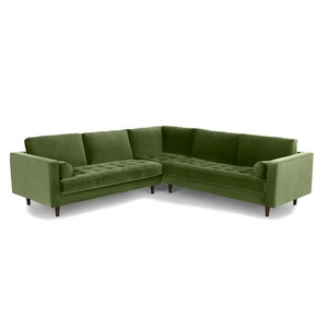 Scott 5 Posti Divano Componibile Erba <span class=keywords><strong>Verde</strong></span> Velluto di Cotone divano Ad Angolo Divano di Velluto - Product Image 1