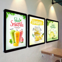 Cadre d'affichage de menu LED en acrylique et aluminium pour restaurant et café, tailles A1/A2/A3/A4, forme rectangulaire, ultra-plat, suspendu, publicitaire