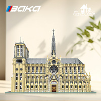Baka 33213 Modèle de la Cathédrale Notre-Dame en Blocs de Construction en Plastique, Jouet Éducatif, Plus de 800 Blocs, Alimenté par Piles, Ornement de Bureau pour Adolescents