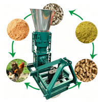Machine à granulés d'aliments pour animaux de petite taille 50-100 kg/h, nouvelle machine de traitement des aliments pour volailles, applicable aux fermes