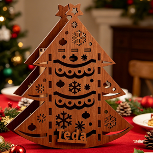 Servicio de Corte Láser Personalizado Disponible, MOQ Bajo de 200 Piezas, Caja de Madera Contrachapada Cortada con Láser para Árbol de <span class=keywords><strong>Navidad</strong></span> Diseñada como Porta Dulces - Product Image 4