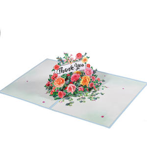 Cartes de remerciement et de bénédiction 3D écologiques au design moderne avec fleurs pour la Fête des Mères, enveloppe et message inclus, vente en gros - Product Image 3