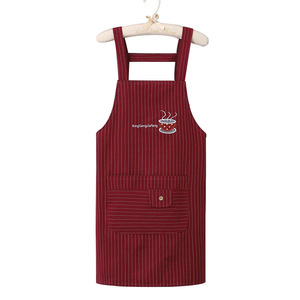 ผ้ากันเปื้อนลายทางผ้าฝ้ายแท้พร้อมกระเป๋าสำหรับร้านกาแฟและร้านอาหาร - Product Image 5