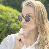 Leonlion — lunettes de soleil rétro rondes en métal pour homme, verres imprimés vapeur punk, collection printemps 2022