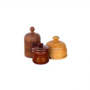Pot à miel en bois, forme cylindrique, couvercle à rabat, cuillère, hermétique, préservation de la fraîcheur, utilisation en cuisine, passe au lave-vaisselle, chauffable, minimaliste - Product Image 5